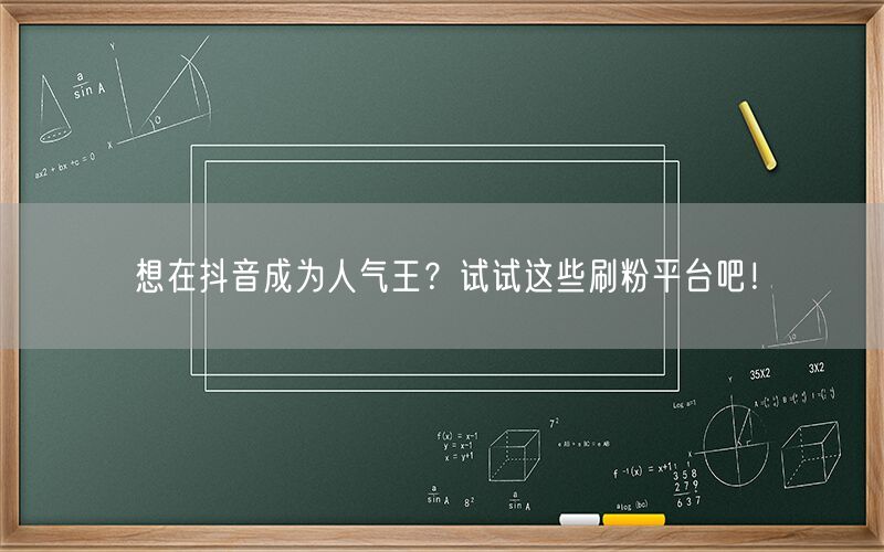 想在抖音成为人气王？试试这些刷粉平台吧！